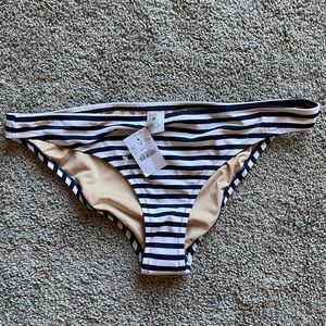 J. Crew bikini bottoms (L) navy ivory stripe NWT